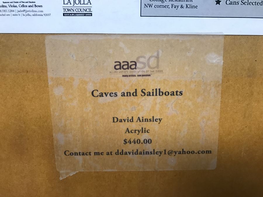 ORIGINAL Donald 'David' Ainsley Plein Air Painting Of The Caves Near La Jolla Cove La Jolla, CA 20' X 27' [Photo 13]