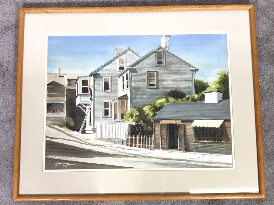 Original 1985 Watercolor Painting Of Old Mercantile Building And Home Signed Lower Left [Photo 1]