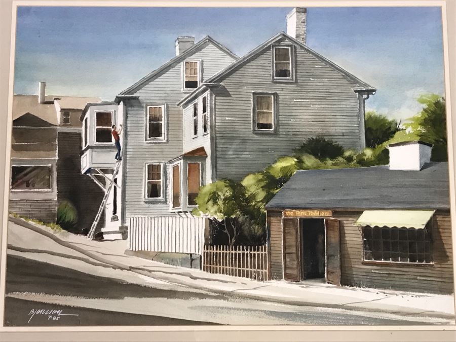 Original 1985 Watercolor Painting Of Old Mercantile Building And Home Signed Lower Left [Photo 4]