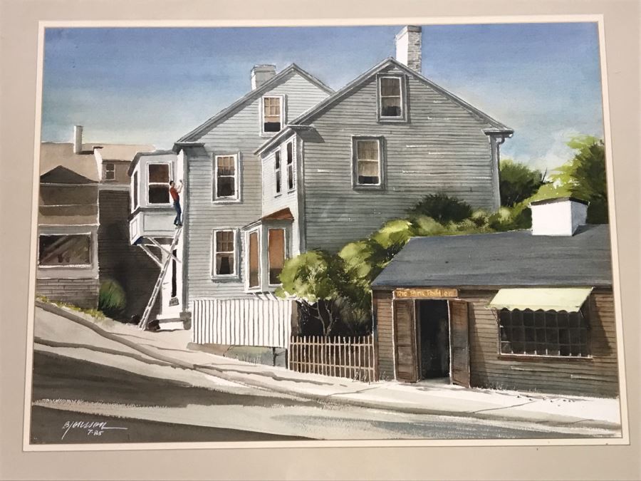 Original 1985 Watercolor Painting Of Old Mercantile Building And Home Signed Lower Left [Photo 3]