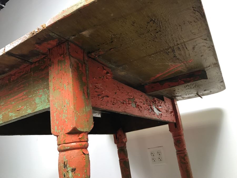 Primitive Antique Pine Shabby Chic Drop Leaf Dining Table [Photo 14]