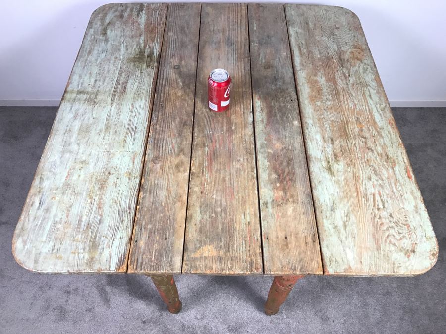 Primitive Antique Pine Shabby Chic Drop Leaf Dining Table [Photo 16]