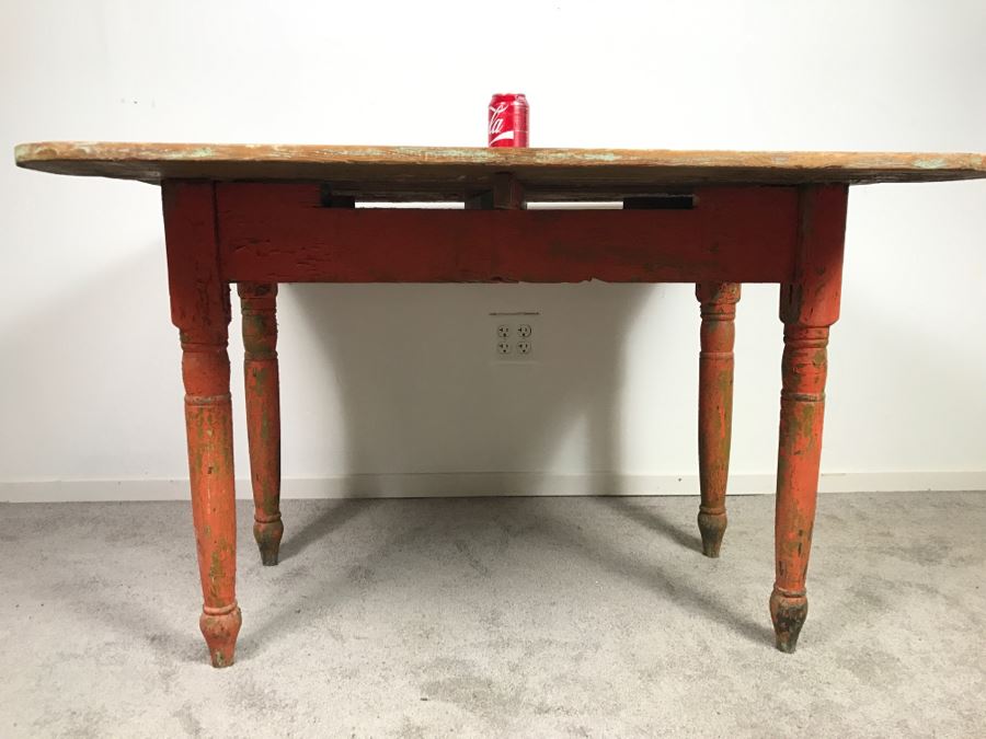 Primitive Antique Pine Shabby Chic Drop Leaf Dining Table [Photo 20]