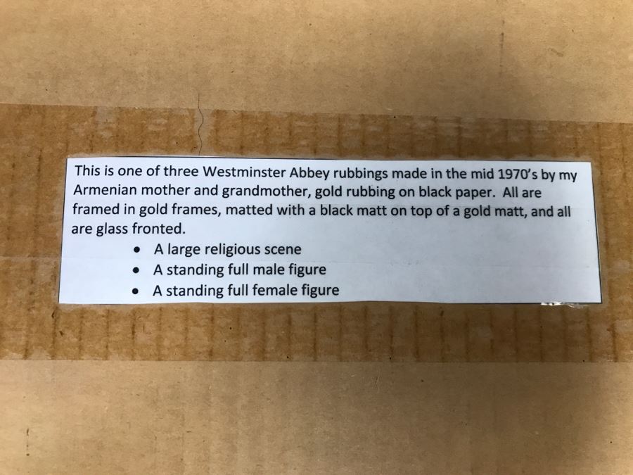 Pair Of Framed Vintage Westminster Abbey Rubbings [Photo 13]