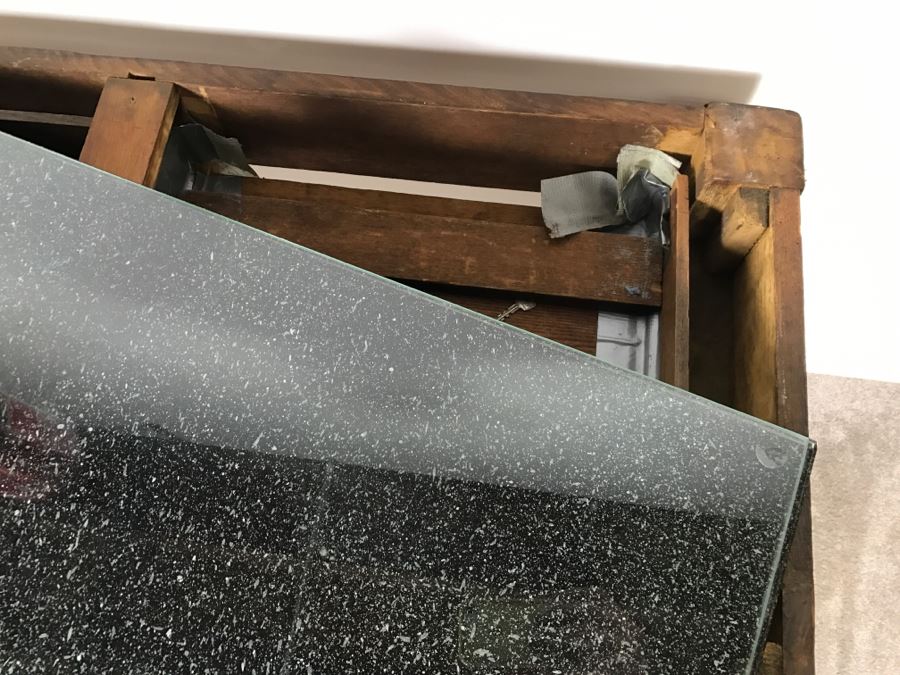 Antique Desk With Faux Marble Wooden Desk Top - Note That One Of The Drawers Needs Repair [Photo 17]