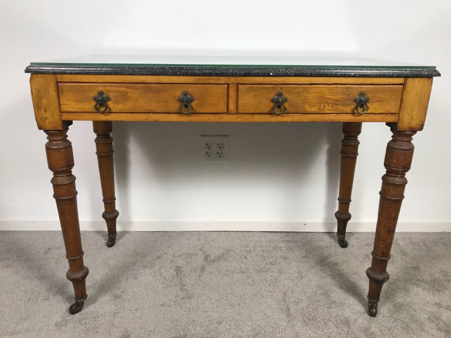 antique desk with marble top