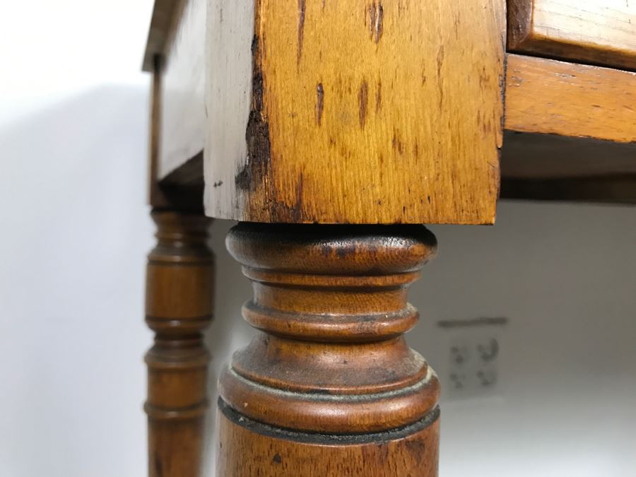 Antique Desk With Faux Marble Wooden Desk Top - Note That One Of The Drawers Needs Repair [Photo 10]