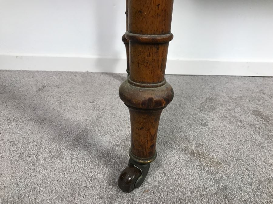 Antique Desk With Faux Marble Wooden Desk Top - Note That One Of The Drawers Needs Repair [Photo 8]
