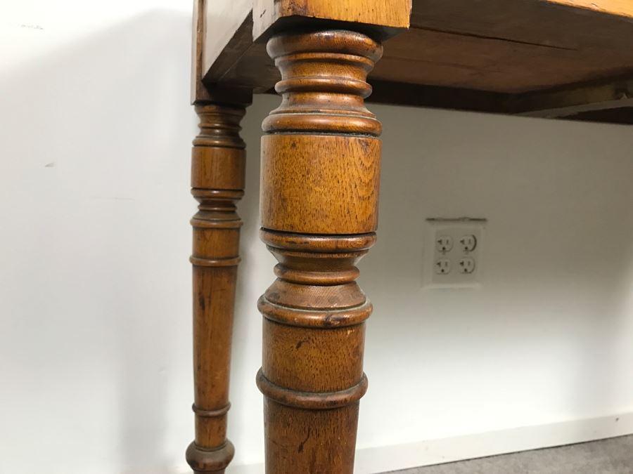 Antique Desk With Faux Marble Wooden Desk Top - Note That One Of The Drawers Needs Repair [Photo 9]