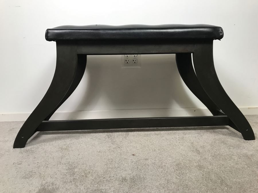 Vintage Black Bench - Top Of Upholstery Has Some Tears [Photo 3]