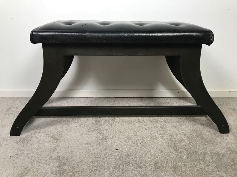 Vintage Black Bench - Top Of Upholstery Has Some Tears