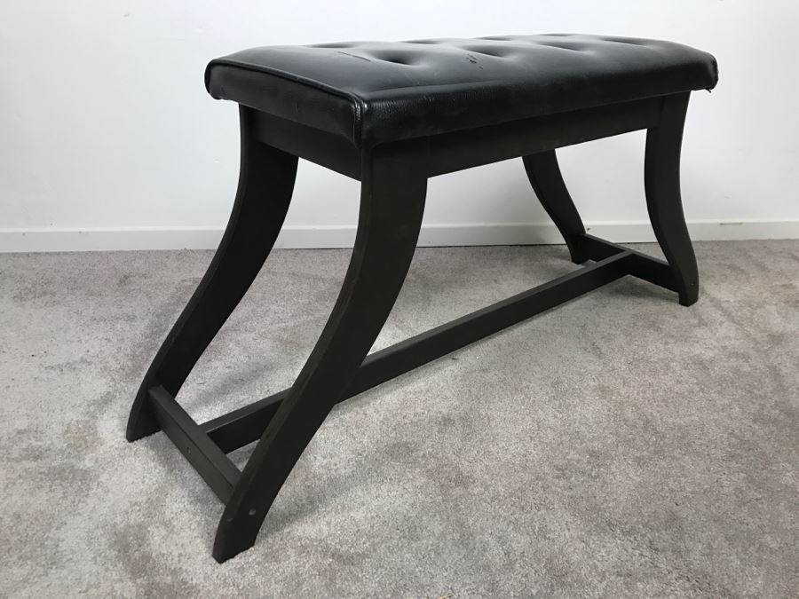 Vintage Black Bench - Top Of Upholstery Has Some Tears [Photo 5]