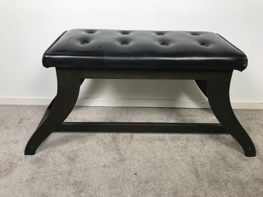 Vintage Black Bench - Top Of Upholstery Has Some Tears [Photo 2]
