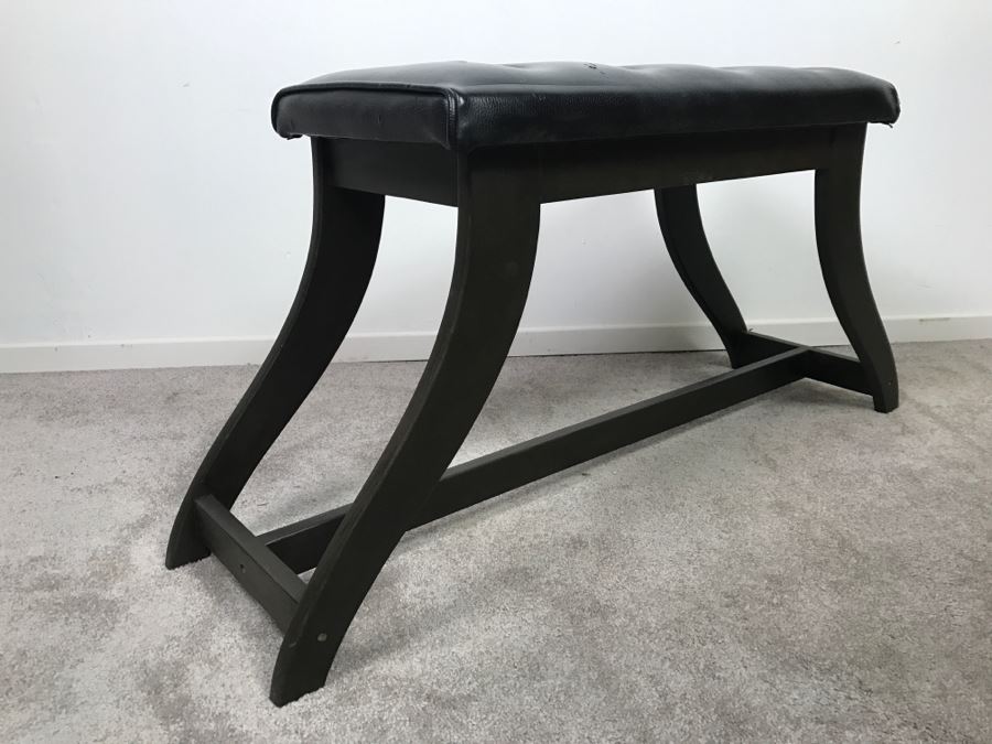 Vintage Black Bench - Top Of Upholstery Has Some Tears [Photo 4]
