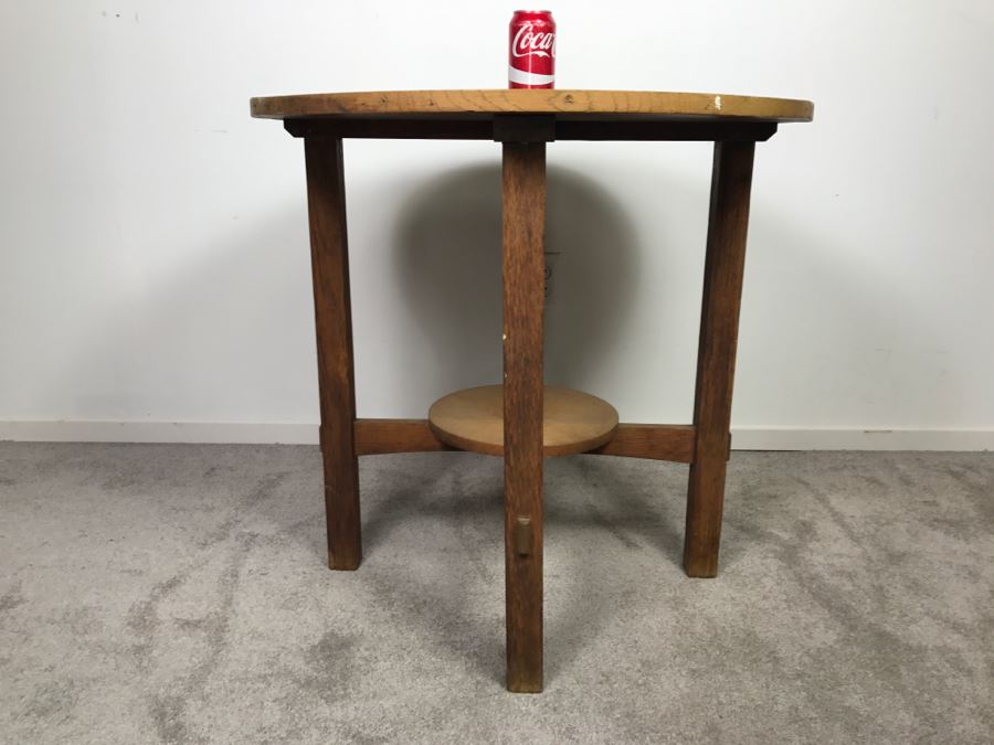 Vintage Mission Arts And Crafts 2-Tier Round Table [Photo 3]