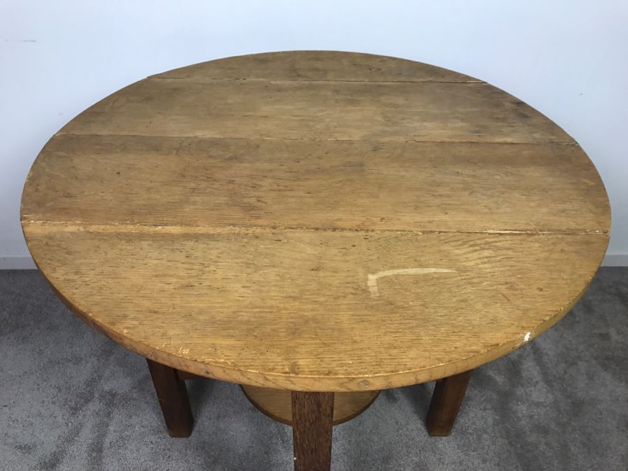 Vintage Mission Arts And Crafts 2-Tier Round Table [Photo 9]