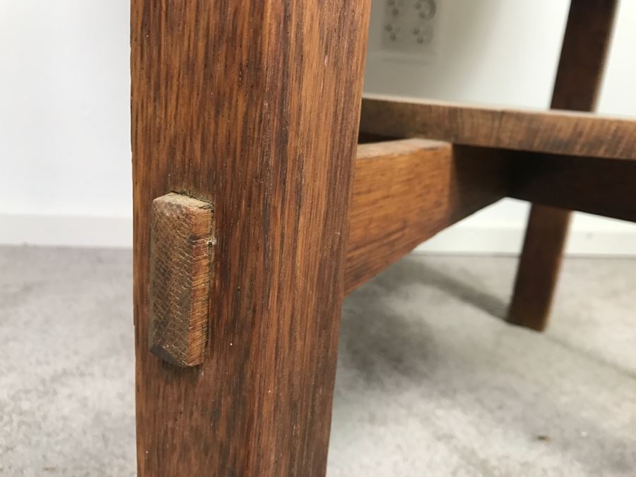 Vintage Mission Arts And Crafts 2-Tier Round Table [Photo 14]