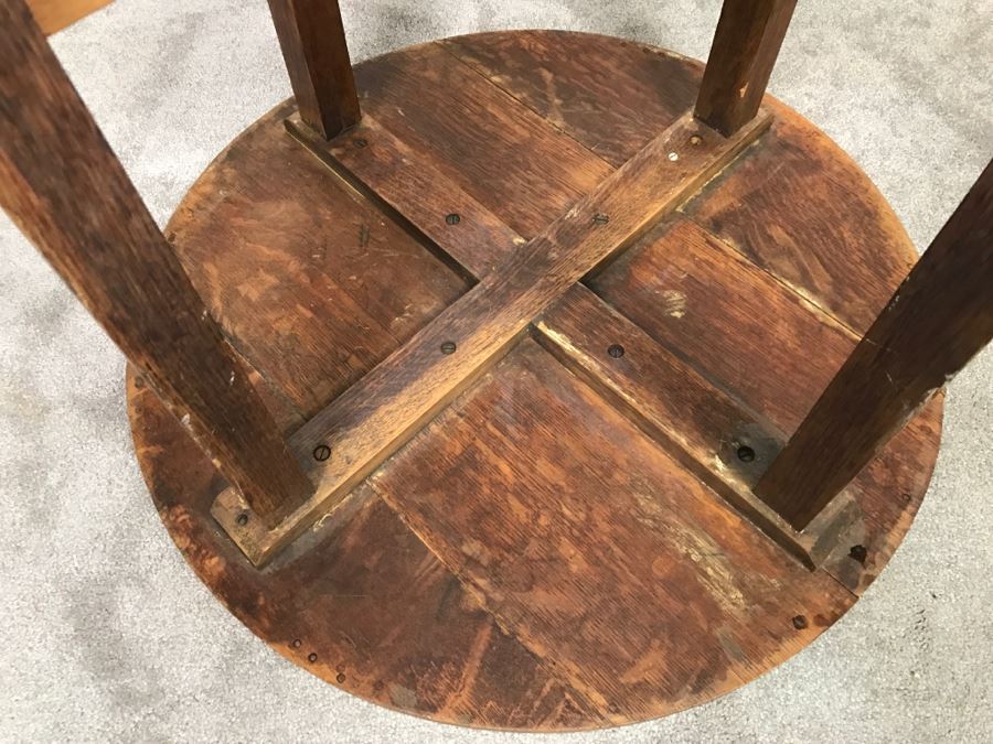 Vintage Mission Arts And Crafts 2-Tier Round Table [Photo 17]