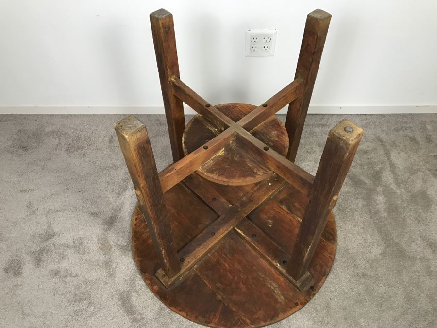 Vintage Mission Arts And Crafts 2-Tier Round Table [Photo 16]