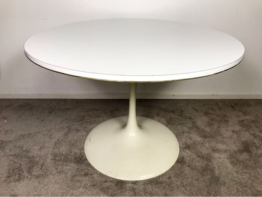 Unmarked Metal Tulip Base Round Table In Manner Of Eero Saarinen Knoll Tulip Table - Dimensions Coming - Client Was Interior Designer And Worked For Baker Furniture [Photo 1]
