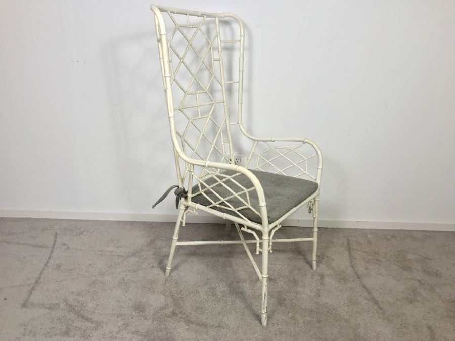 Very Cool Hollywood Regency Metal Bamboo High Back Armchair [Photo 4]