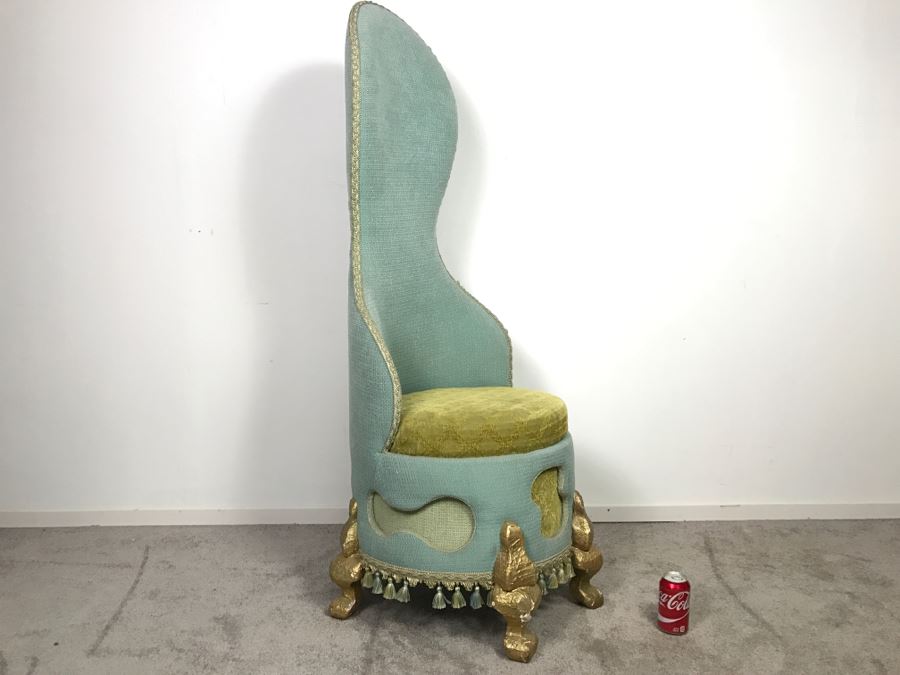 Unusual One-Of-A-Kind Upholstered Throne Style Chair [Photo 1]