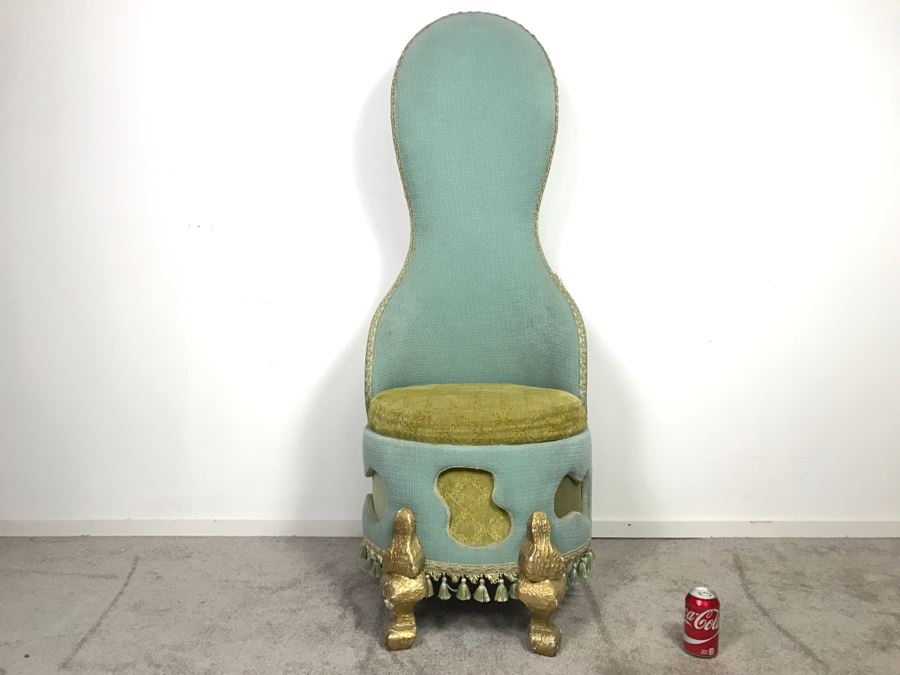 Unusual One-Of-A-Kind Upholstered Throne Style Chair [Photo 2]