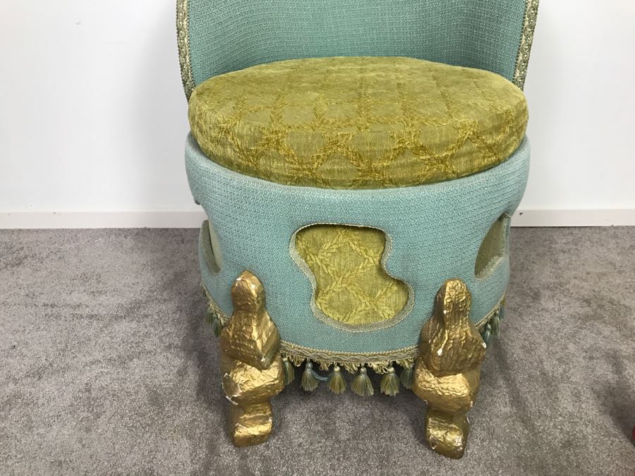 Unusual One-Of-A-Kind Upholstered Throne Style Chair [Photo 4]