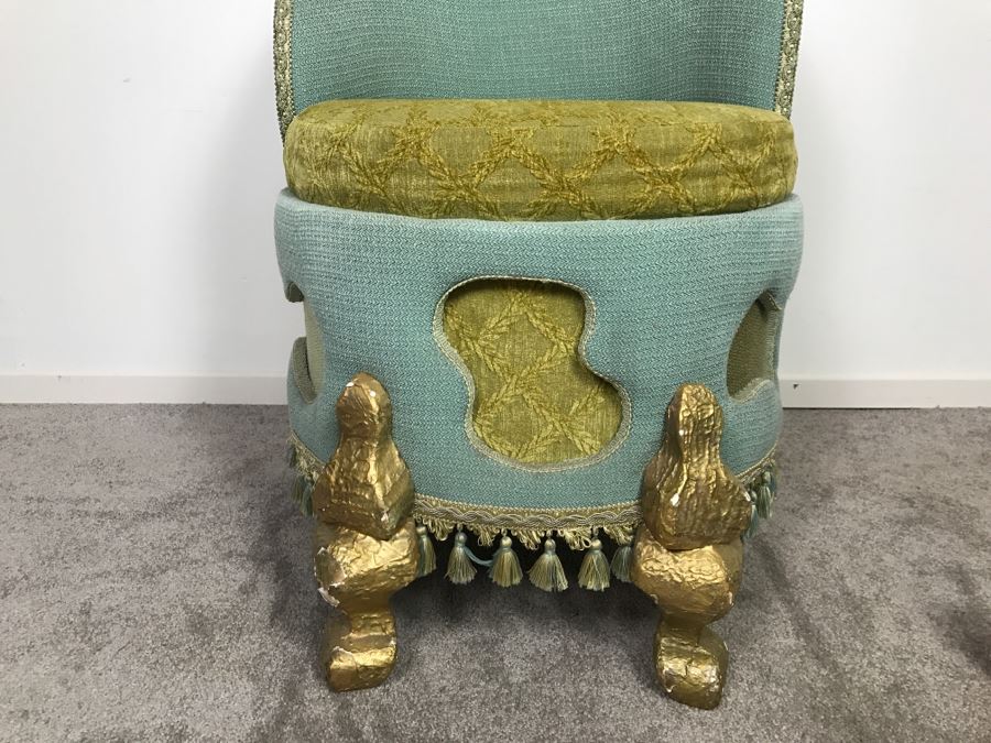 Unusual One-Of-A-Kind Upholstered Throne Style Chair [Photo 3]