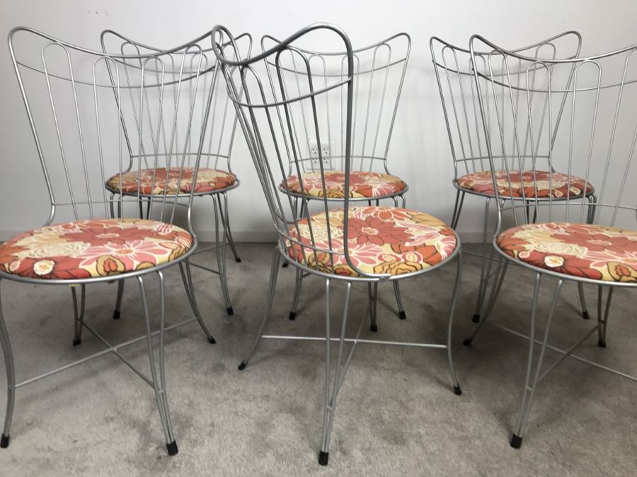 Set Of (6) Mid-Century Modern Metal Dining Chairs [Photo 1]