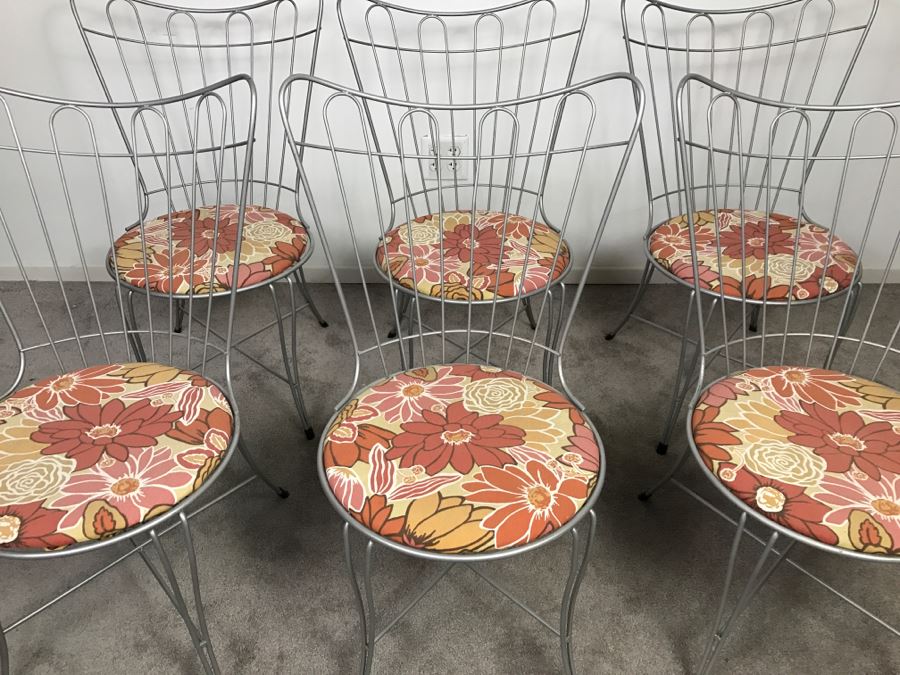 Set Of (6) Mid-Century Modern Metal Dining Chairs [Photo 6]