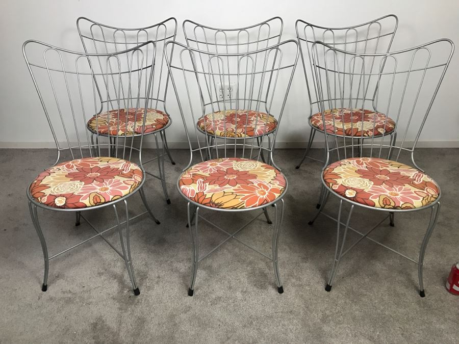 Set Of (6) Mid-Century Modern Metal Dining Chairs