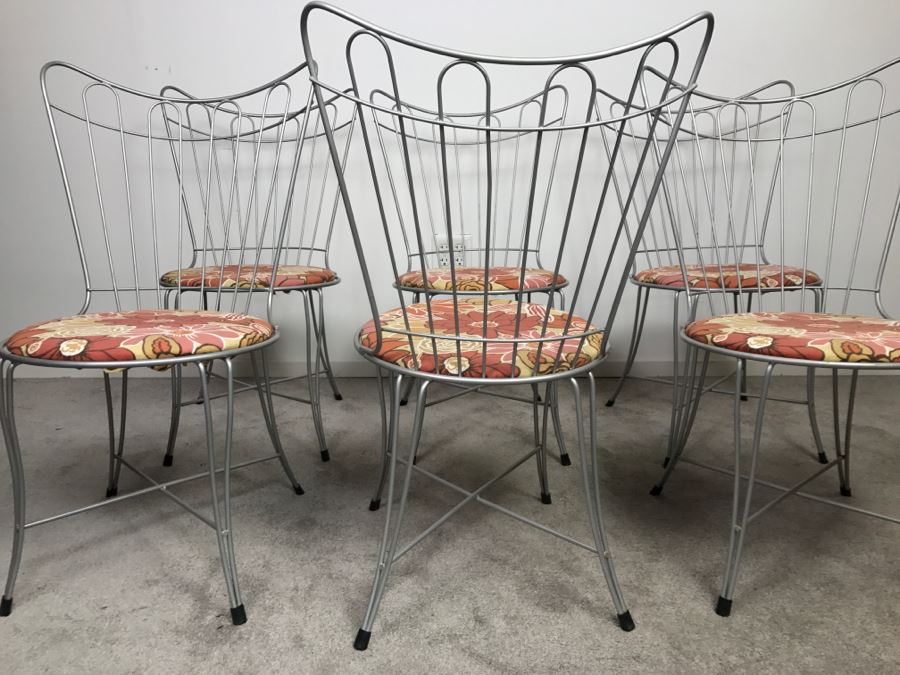 Set Of (6) Mid-Century Modern Metal Dining Chairs [Photo 8]
