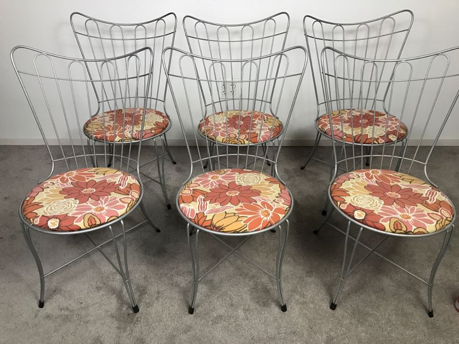 Set Of (6) Mid-Century Modern Metal Dining Chairs [Photo 3]