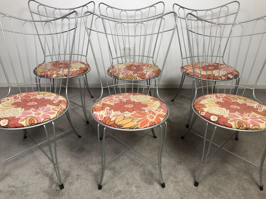 Set Of (6) Mid-Century Modern Metal Dining Chairs [Photo 5]