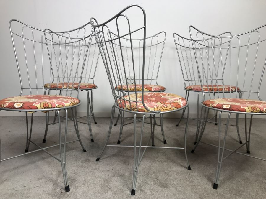 Set Of (6) Mid-Century Modern Metal Dining Chairs [Photo 7]