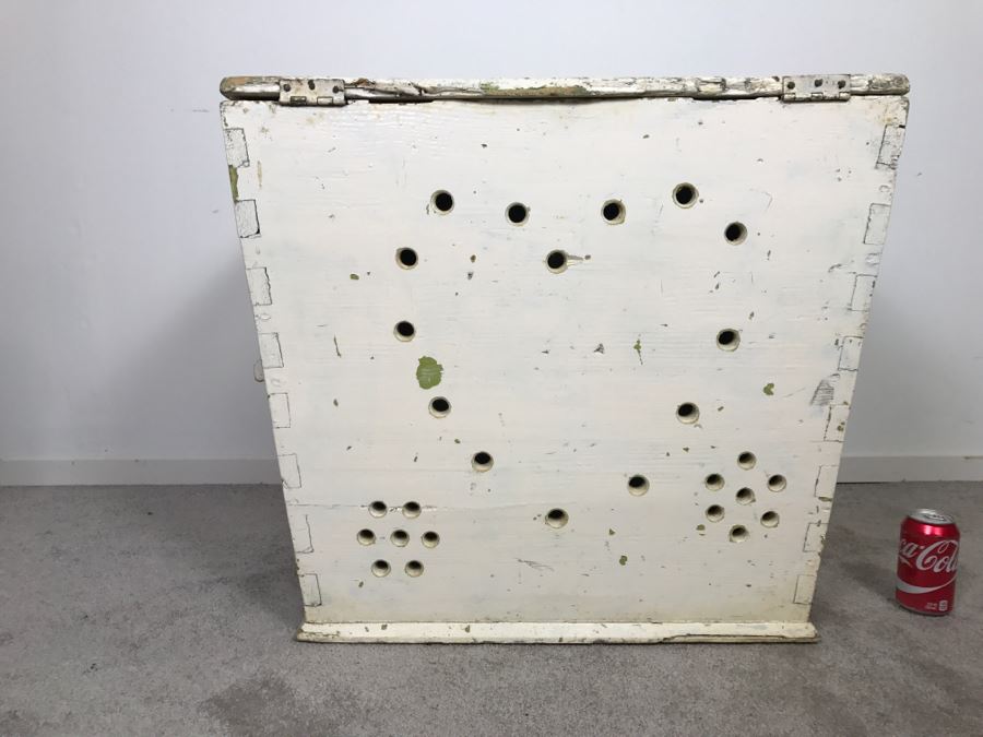 Shabby Chic Primitive Grain Potato Storage Box Tongue And Groove Construction Converted Into Clothes Hamper [Photo 8]