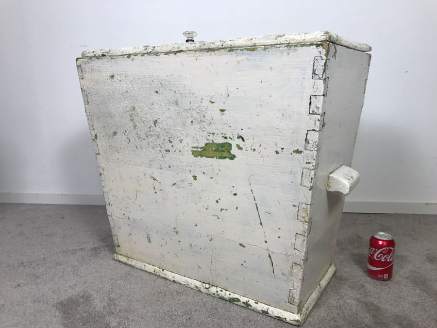 Shabby Chic Primitive Grain Potato Storage Box Tongue And Groove Construction Converted Into Clothes Hamper [Photo 5]
