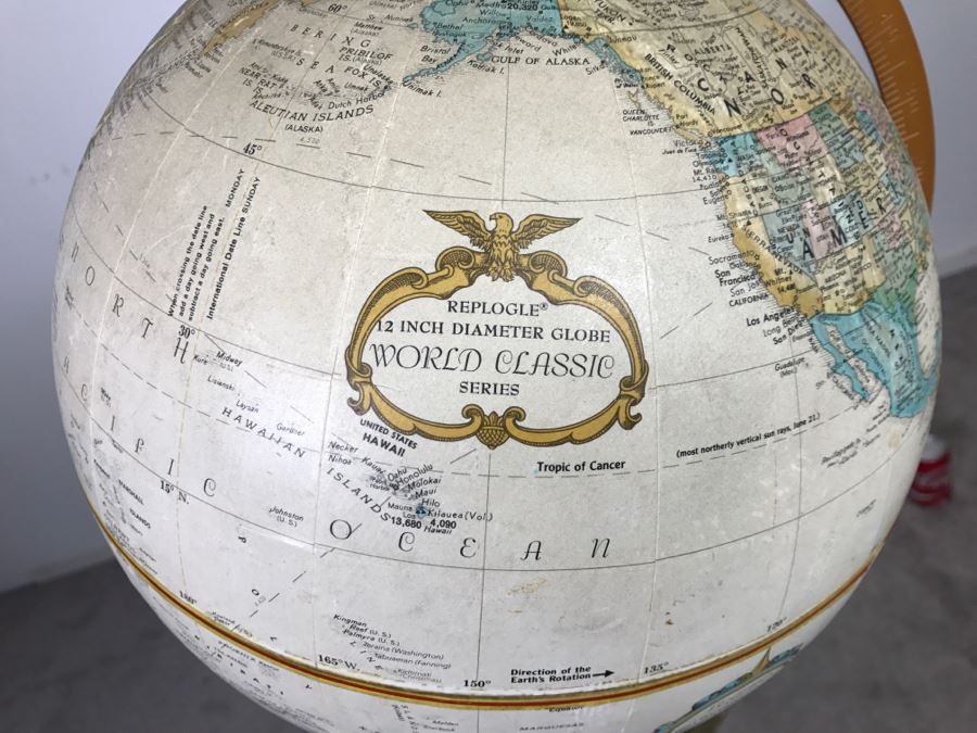 Vintage Replogle 12 Inch Dia Globe World Classic Series With Modern Floor Stand [Photo 4]