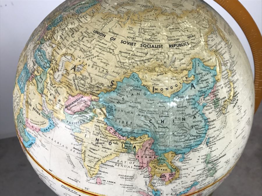 Vintage Replogle 12 Inch Dia Globe World Classic Series With Modern Floor Stand [Photo 8]