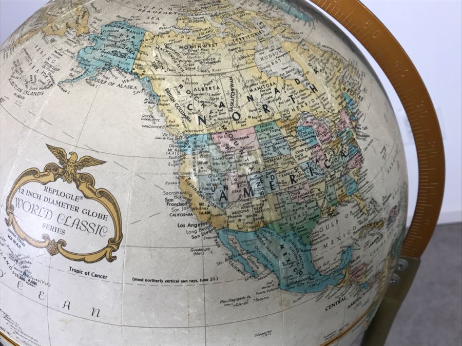 Vintage Replogle 12 Inch Dia Globe World Classic Series With Modern Floor Stand [Photo 6]