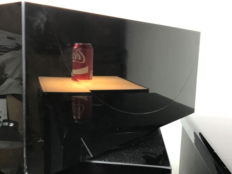 Set Of (3) Black Sculpture Pedestals - Two Light Up - One Swivels (Swiveling Pedestal Has Crack In Side Of Top) [Photo 8]