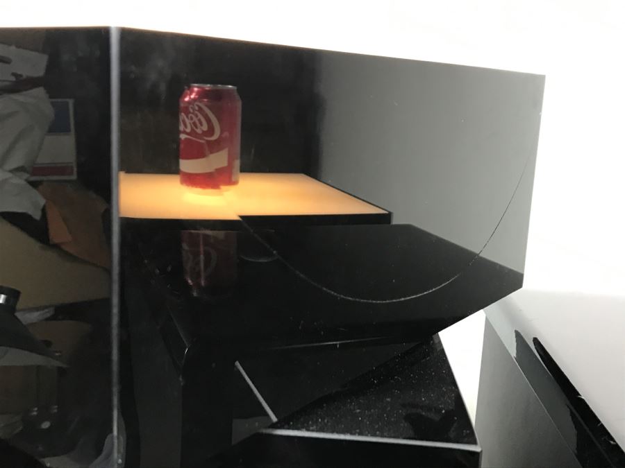 Set Of (3) Black Sculpture Pedestals - Two Light Up - One Swivels (Swiveling Pedestal Has Crack In Side Of Top) [Photo 9]