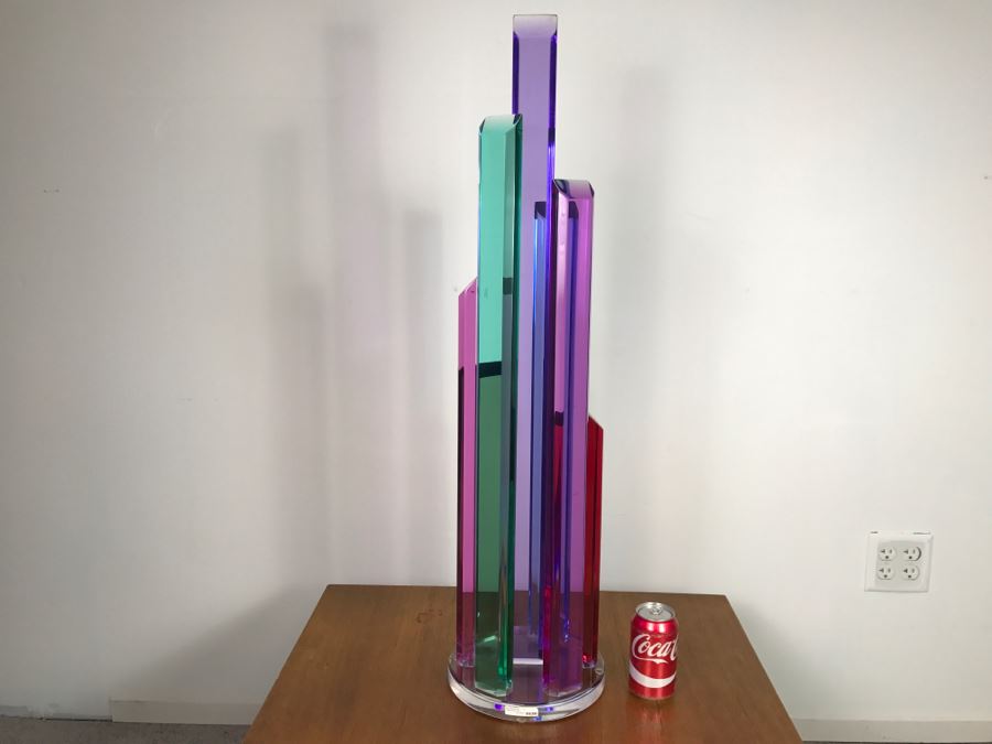 Signed Acrylic Sculpture Titled 'Skyscraper' By Israeli Artist Shlomi Haziza Estimate $1,100 36'H [Photo 6]
