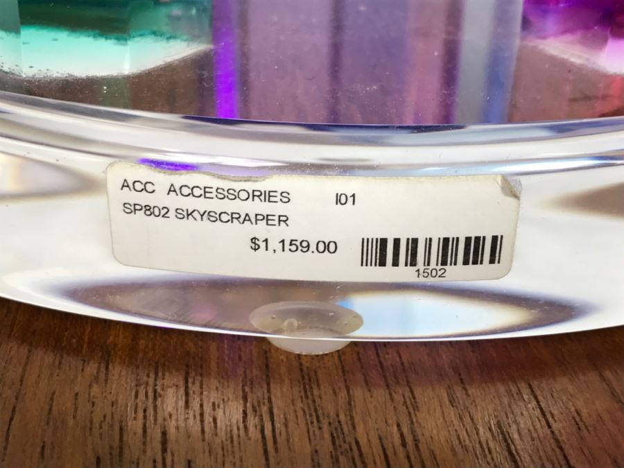 Signed Acrylic Sculpture Titled 'Skyscraper' By Israeli Artist Shlomi Haziza Estimate $1,100 36'H [Photo 4]