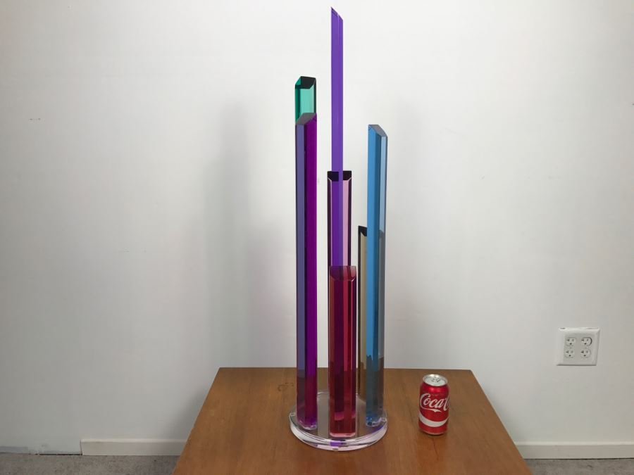 Signed Acrylic Sculpture Titled 'Skyscraper' By Israeli Artist Shlomi Haziza Estimate $1,100 36'H [Photo 18]