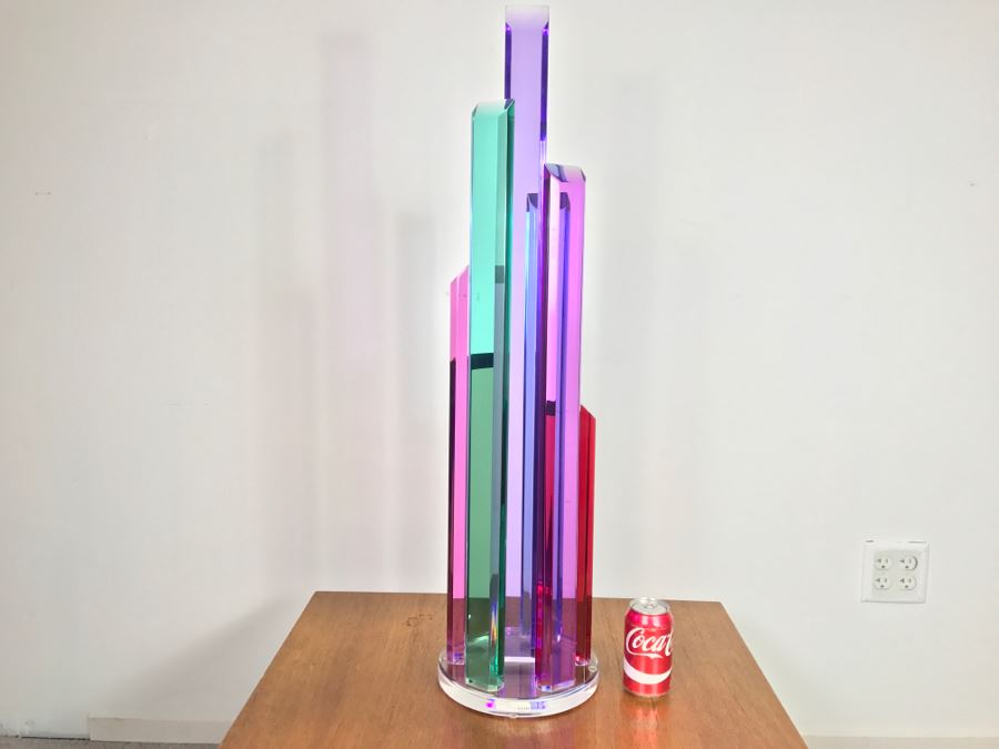 Signed Acrylic Sculpture Titled 'Skyscraper' By Israeli Artist Shlomi Haziza Estimate $1,100 36'H [Photo 8]