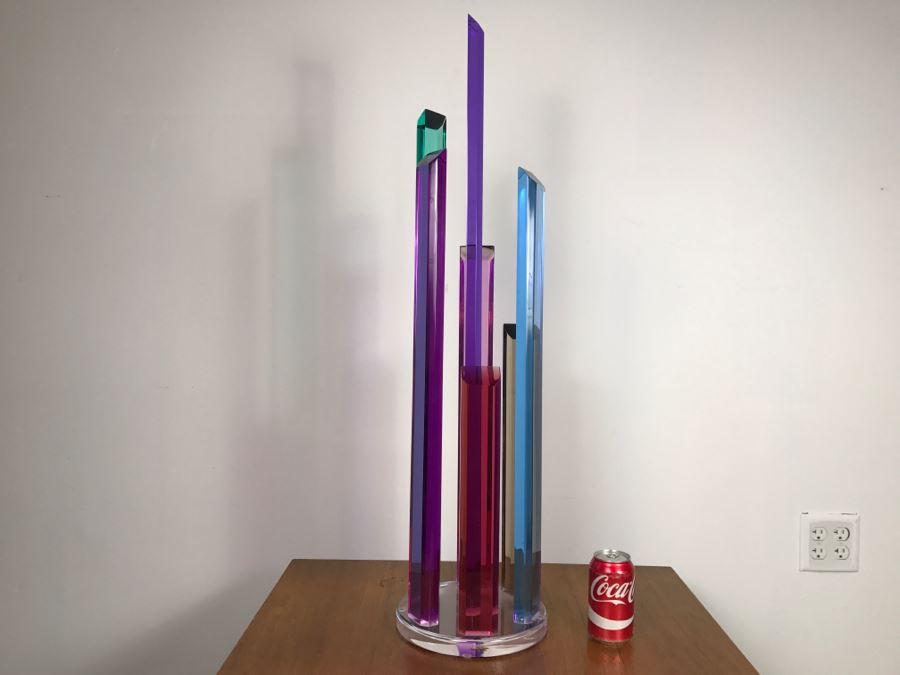Signed Acrylic Sculpture Titled 'Skyscraper' By Israeli Artist Shlomi Haziza Estimate $1,100 36'H [Photo 9]
