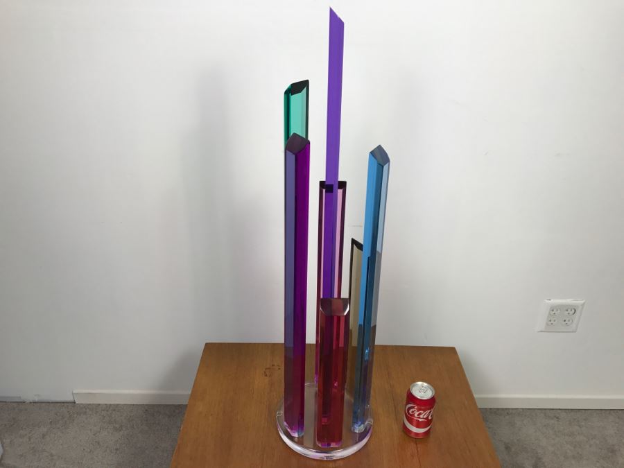 Signed Acrylic Sculpture Titled 'Skyscraper' By Israeli Artist Shlomi Haziza Estimate $1,100 36'H [Photo 17]