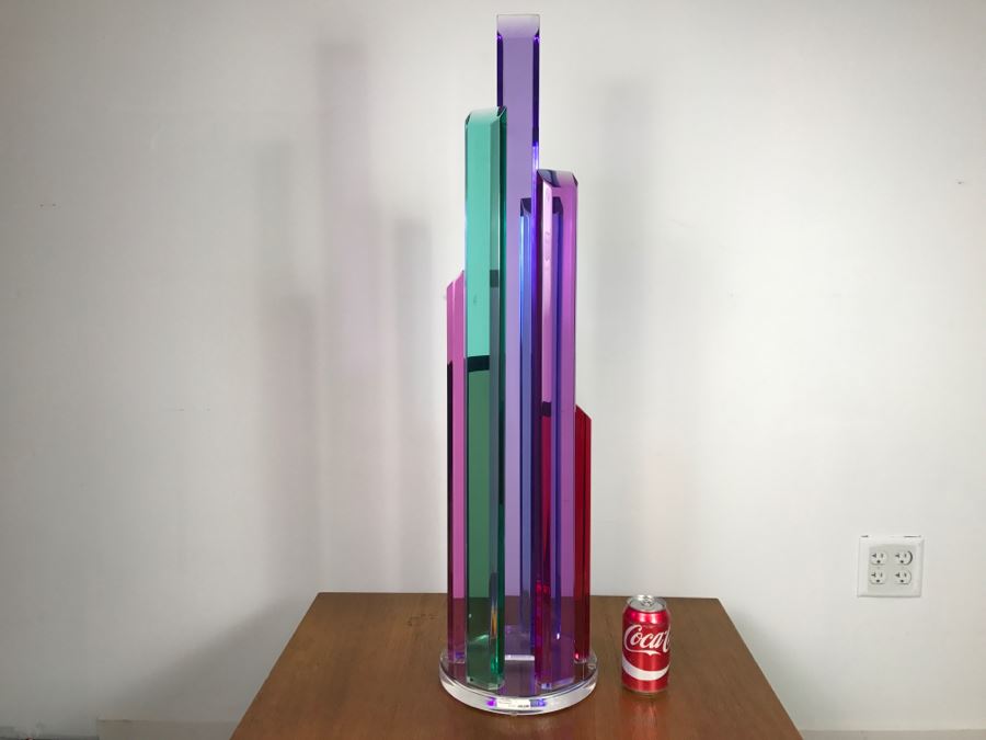 Signed Acrylic Sculpture Titled 'Skyscraper' By Israeli Artist Shlomi Haziza Estimate $1,100 36'H [Photo 7]